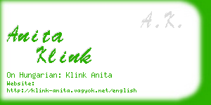 anita klink business card